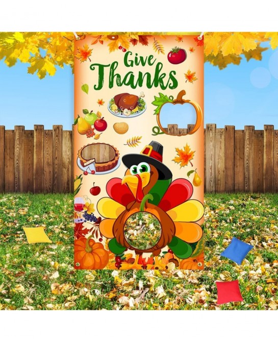 Thanksgiving Party Favors-Toss Games with Bean Bags Turkey Hanging Toss Game Banner Indoor Outdoor Throwing Games for Thanksg...