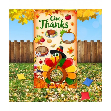 Thanksgiving Party Favors-Toss Games with Bean Bags Turkey Hanging Toss Game Banner Indoor Outdoor Throwing Games for Thanksg...