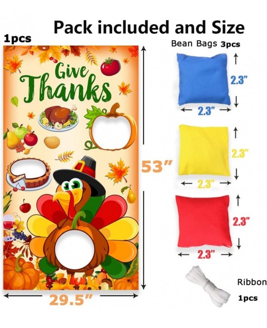 Thanksgiving Party Favors-Toss Games with Bean Bags Turkey Hanging Toss Game Banner Indoor Outdoor Throwing Games for Thanksg...