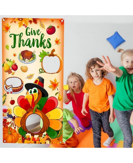 Thanksgiving Party Favors-Toss Games with Bean Bags Turkey Hanging Toss Game Banner Indoor Outdoor Throwing Games for Thanksg...