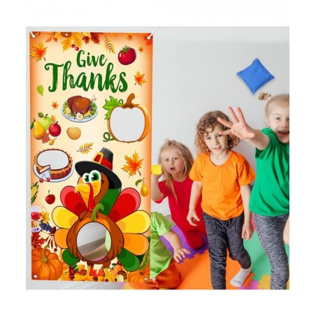 Thanksgiving Party Favors-Toss Games with Bean Bags Turkey Hanging Toss Game Banner Indoor Outdoor Throwing Games for Thanksg...