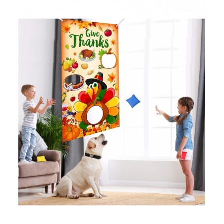 Thanksgiving Party Favors-Toss Games with Bean Bags Turkey Hanging Toss Game Banner Indoor Outdoor Throwing Games for Thanksg...