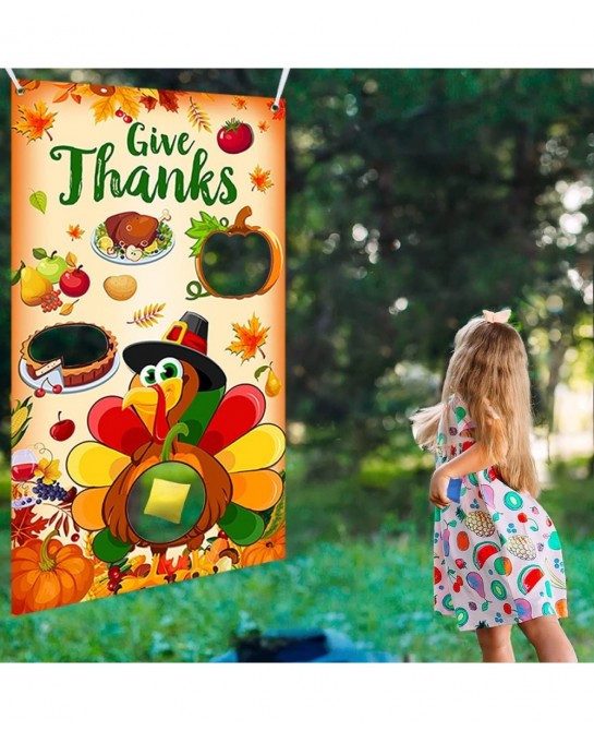 Thanksgiving Party Favors-Toss Games with Bean Bags Turkey Hanging Toss Game Banner Indoor Outdoor Throwing Games for Thanksg...