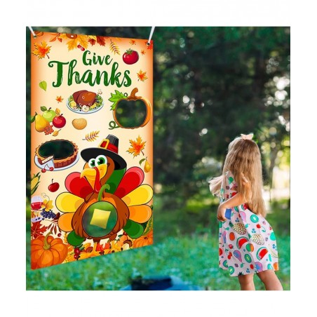 Thanksgiving Party Favors-Toss Games with Bean Bags Turkey Hanging Toss Game Banner Indoor Outdoor Throwing Games for Thanksg...