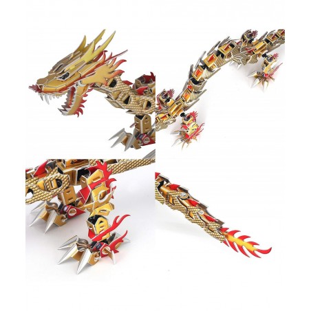 3D Puzzle Dinosaur Series Chinese Dragon Jigsaw Puzzles for Kids and Adults Imitation Robot Design Decoration Craft Gift Hand...