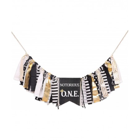 Boys Black and Gold Birthday Party Decoration -Notorious O.N.E. Highchair Banner - Handcrafted Birthday Banne (Notorious O.N....