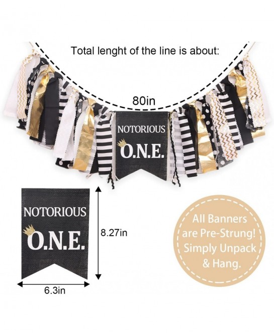 Boys Black and Gold Birthday Party Decoration -Notorious O.N.E. Highchair Banner - Handcrafted Birthday Banne (Notorious O.N....