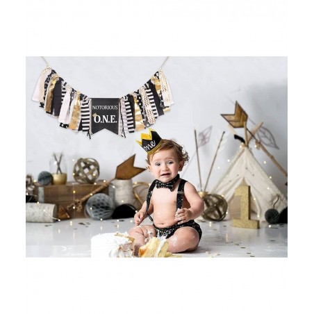 Boys Black and Gold Birthday Party Decoration -Notorious O.N.E. Highchair Banner - Handcrafted Birthday Banne (Notorious O.N....