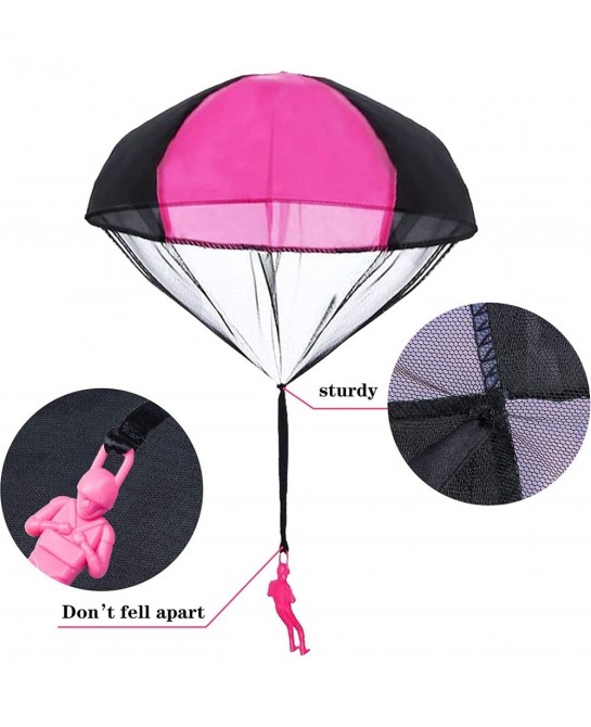 Parachute Toy No Tangle Throw Throwing Parachute Men Outdoor Children's Paratrooper Toy Hand Throw Parachute Army Man (Pink R...