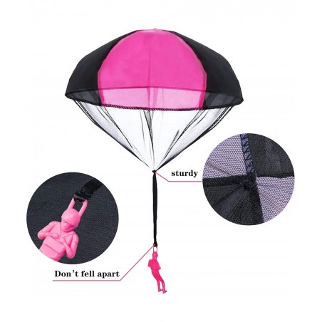 Parachute Toy No Tangle Throw Throwing Parachute Men Outdoor Children's Paratrooper Toy Hand Throw Parachute Army Man (Pink R...