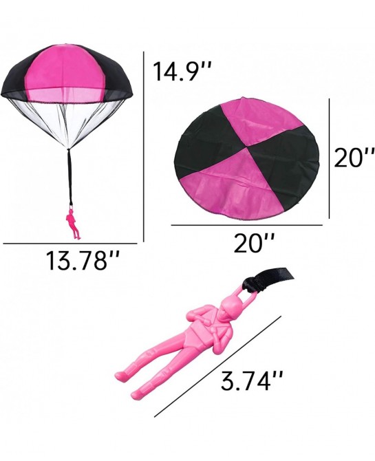 Parachute Toy No Tangle Throw Throwing Parachute Men Outdoor Children's Paratrooper Toy Hand Throw Parachute Army Man (Pink R...