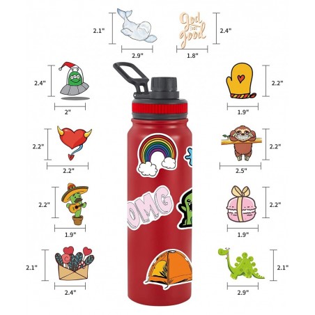 Stickers for Water Bottles 100 Pcs Waterproof Fun Vinyl Aesthetic Stickers Computer Laptop Skateboard Stickers for Kids Teens...