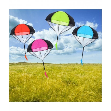 Parachute Toy No Tangle Throw Throwing Parachute Men Outdoor Children's Paratrooper Toy Hand Throw Parachute Army Man (Pink R...
