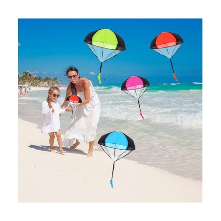 Parachute Toy No Tangle Throw Throwing Parachute Men Outdoor Children's Paratrooper Toy Hand Throw Parachute Army Man (Pink R...