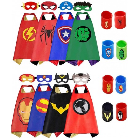 Kids Dress Up Superhero Capes Sets & Slap Bracelets for Children Costumes Halloween Birthday Gifts Party 8pcs $49.97 Kids' Co...