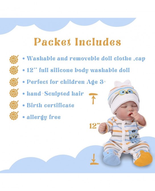 Reborn Baby Dolls - 12 Inch Realistic Sleeping Newborn Small Baby Doll for 3 + Year Old Kids $56.57 Dolls