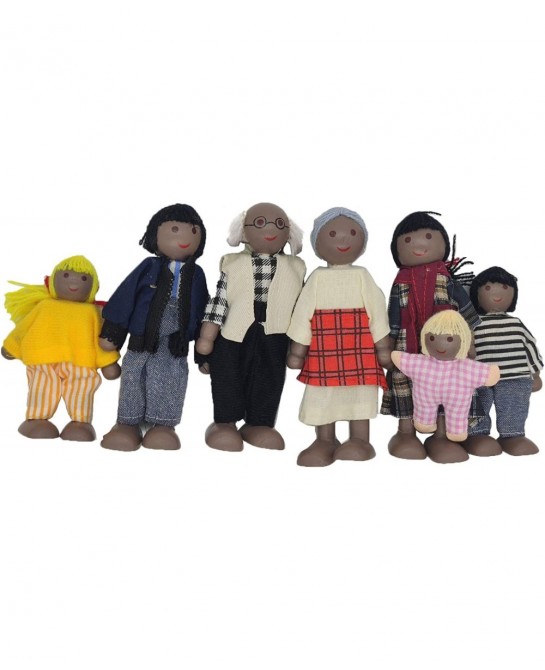 7 Pack Wooden Doll House Family Dollhouse Dolls Family Pretend Play Figures Family Role Play Pretend Play Mini People Figures...