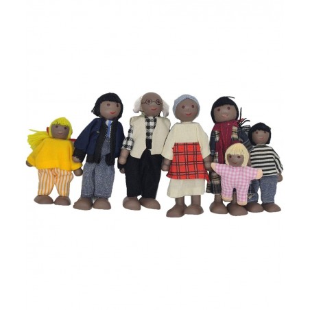 7 Pack Wooden Doll House Family Dollhouse Dolls Family Pretend Play Figures Family Role Play Pretend Play Mini People Figures...