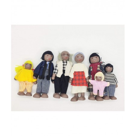 7 Pack Wooden Doll House Family Dollhouse Dolls Family Pretend Play Figures Family Role Play Pretend Play Mini People Figures...