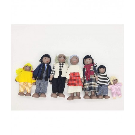 7 Pack Wooden Doll House Family Dollhouse Dolls Family Pretend Play Figures Family Role Play Pretend Play Mini People Figures...