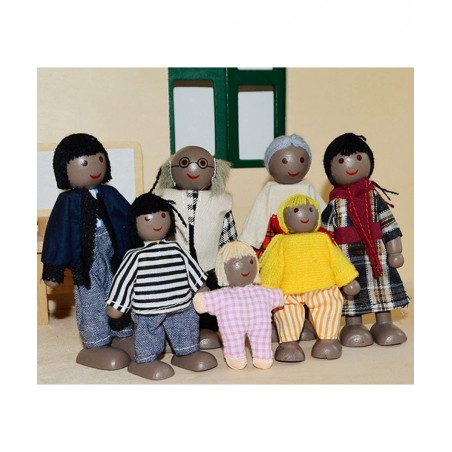 7 Pack Wooden Doll House Family Dollhouse Dolls Family Pretend Play Figures Family Role Play Pretend Play Mini People Figures...