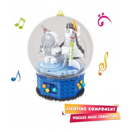 Mini Building Blocks Sets Spaceman Crystal Ball Music Box Kid Building Toy for Educational Learning Science Gifts for Birthda...