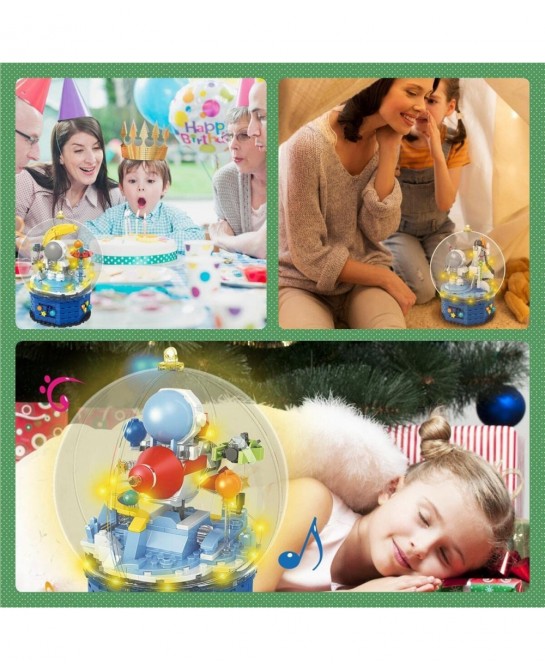 Mini Building Blocks Sets Spaceman Crystal Ball Music Box Kid Building Toy for Educational Learning Science Gifts for Birthda...