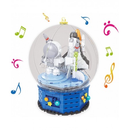 Mini Building Blocks Sets Spaceman Crystal Ball Music Box Kid Building Toy for Educational Learning Science Gifts for Birthda...