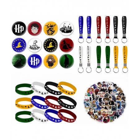 86Pcs Wizard Birthday Party Favors Supplies Harry Gift Set Includes 50 Wizard Themed Stickers 12 Bracelets 12 Button Pins 12 ...