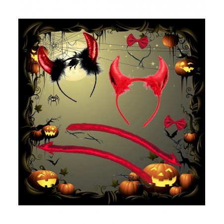 Halloween Devil Headband Horn Costume Set for Halloween Animal Creature Costume Accessory Kit $15.91 Kids' Costumes