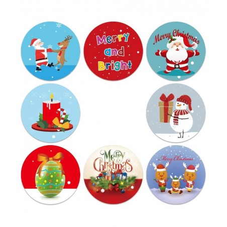 Christmas Holiday Stickers 500 Pieces Adorable Round Santa Claus Theme Stickers for Kids Toddlers Stickers for Kids Party Fav...
