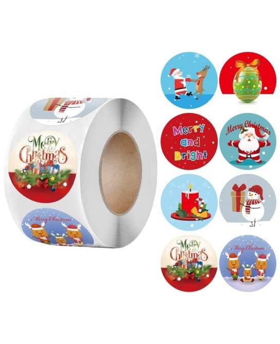 Christmas Holiday Stickers 500 Pieces Adorable Round Santa Claus Theme Stickers for Kids Toddlers Stickers for Kids Party Fav...