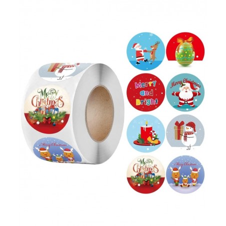 Christmas Holiday Stickers 500 Pieces Adorable Round Santa Claus Theme Stickers for Kids Toddlers Stickers for Kids Party Fav...