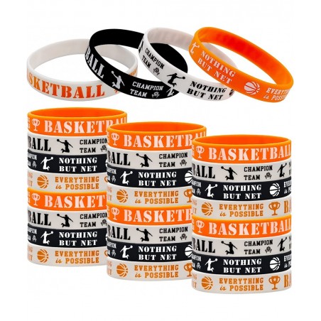 24 Packs Basketball Themed Silicone Wristbands Basketball Party Favors - Basketball Patterns Rubber Bracelets for Basketball ...