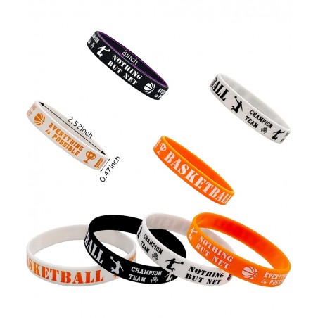 24 Packs Basketball Themed Silicone Wristbands Basketball Party Favors - Basketball Patterns Rubber Bracelets for Basketball ...