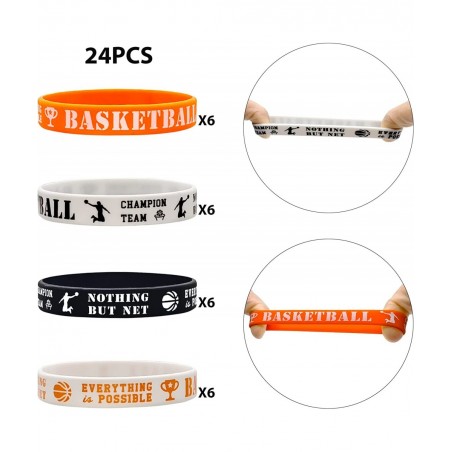 24 Packs Basketball Themed Silicone Wristbands Basketball Party Favors - Basketball Patterns Rubber Bracelets for Basketball ...