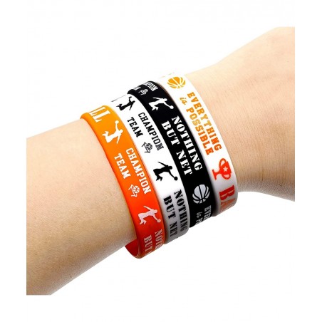 24 Packs Basketball Themed Silicone Wristbands Basketball Party Favors - Basketball Patterns Rubber Bracelets for Basketball ...