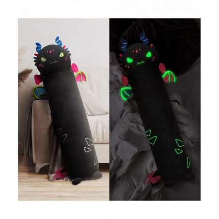 Long Dragon Plush Body Pillow 20” Luminous Light Up Dinosaur Stuffed Animals Kawaii Night Light Plushies Pillow Glow in The D...