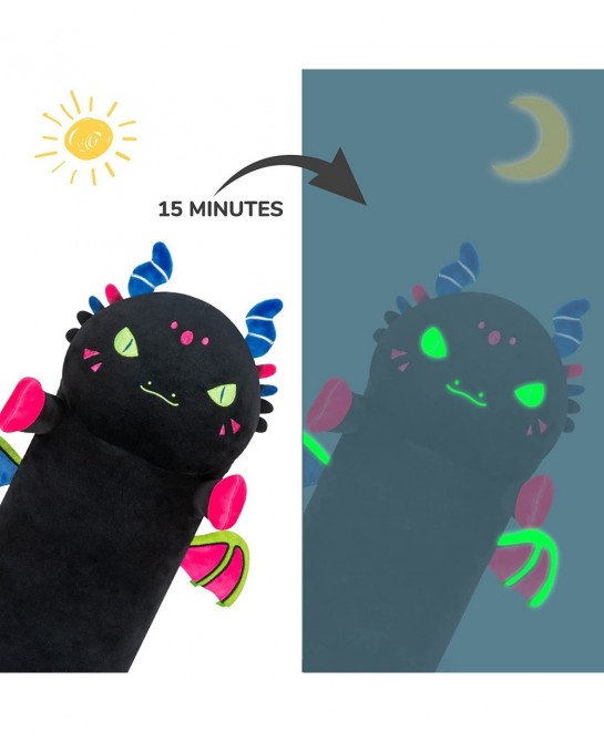 Long Dragon Plush Body Pillow 20” Luminous Light Up Dinosaur Stuffed Animals Kawaii Night Light Plushies Pillow Glow in The D...