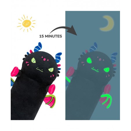 Long Dragon Plush Body Pillow 20” Luminous Light Up Dinosaur Stuffed Animals Kawaii Night Light Plushies Pillow Glow in The D...