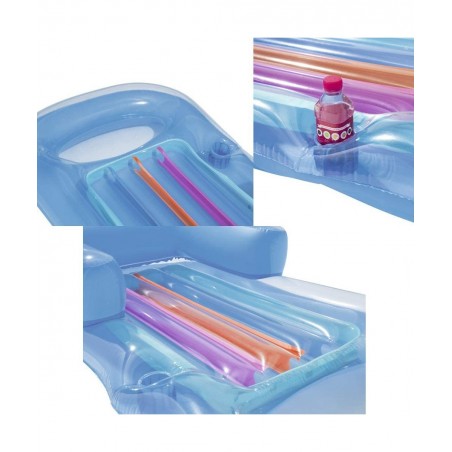 Swimming Pool Lounger Rafts Floats for Adults with Cup Holder Inflatable Pool Raft Suntan Tub Beach Floaties Lounge Recliner ...