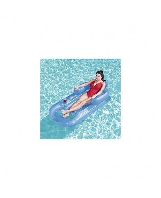 Swimming Pool Lounger Rafts Floats for Adults with Cup Holder Inflatable Pool Raft Suntan Tub Beach Floaties Lounge Recliner ...