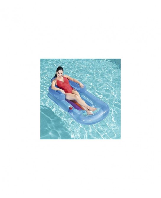 Swimming Pool Lounger Rafts Floats for Adults with Cup Holder Inflatable Pool Raft Suntan Tub Beach Floaties Lounge Recliner ...