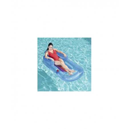 Swimming Pool Lounger Rafts Floats for Adults with Cup Holder Inflatable Pool Raft Suntan Tub Beach Floaties Lounge Recliner ...