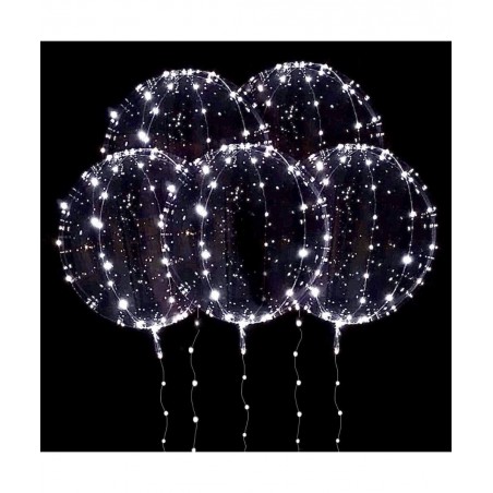 Led BoBo Balloons WHITE color 18 Inch 5 PCS Transparent Helium Balloons with string lights LED light up balloons for Christma...