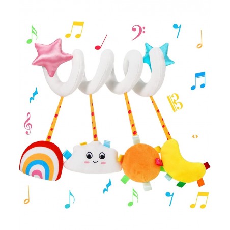 Hanging Toys for Car Seat Crib Mobile Spiral Plush Toys Stroller Toys Car Seat Hanging Toys Spiral Activity Toy with Cloud Ra...