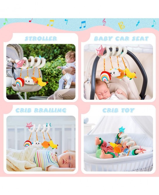 Hanging Toys for Car Seat Crib Mobile Spiral Plush Toys Stroller Toys Car Seat Hanging Toys Spiral Activity Toy with Cloud Ra...