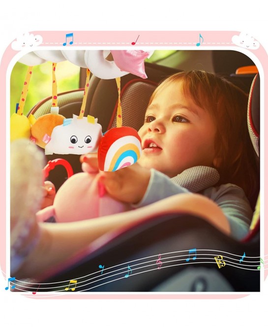 Hanging Toys for Car Seat Crib Mobile Spiral Plush Toys Stroller Toys Car Seat Hanging Toys Spiral Activity Toy with Cloud Ra...