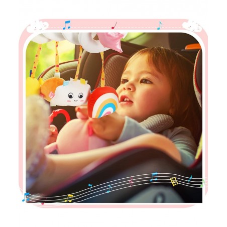 Hanging Toys for Car Seat Crib Mobile Spiral Plush Toys Stroller Toys Car Seat Hanging Toys Spiral Activity Toy with Cloud Ra...