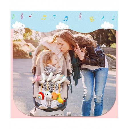 Hanging Toys for Car Seat Crib Mobile Spiral Plush Toys Stroller Toys Car Seat Hanging Toys Spiral Activity Toy with Cloud Ra...